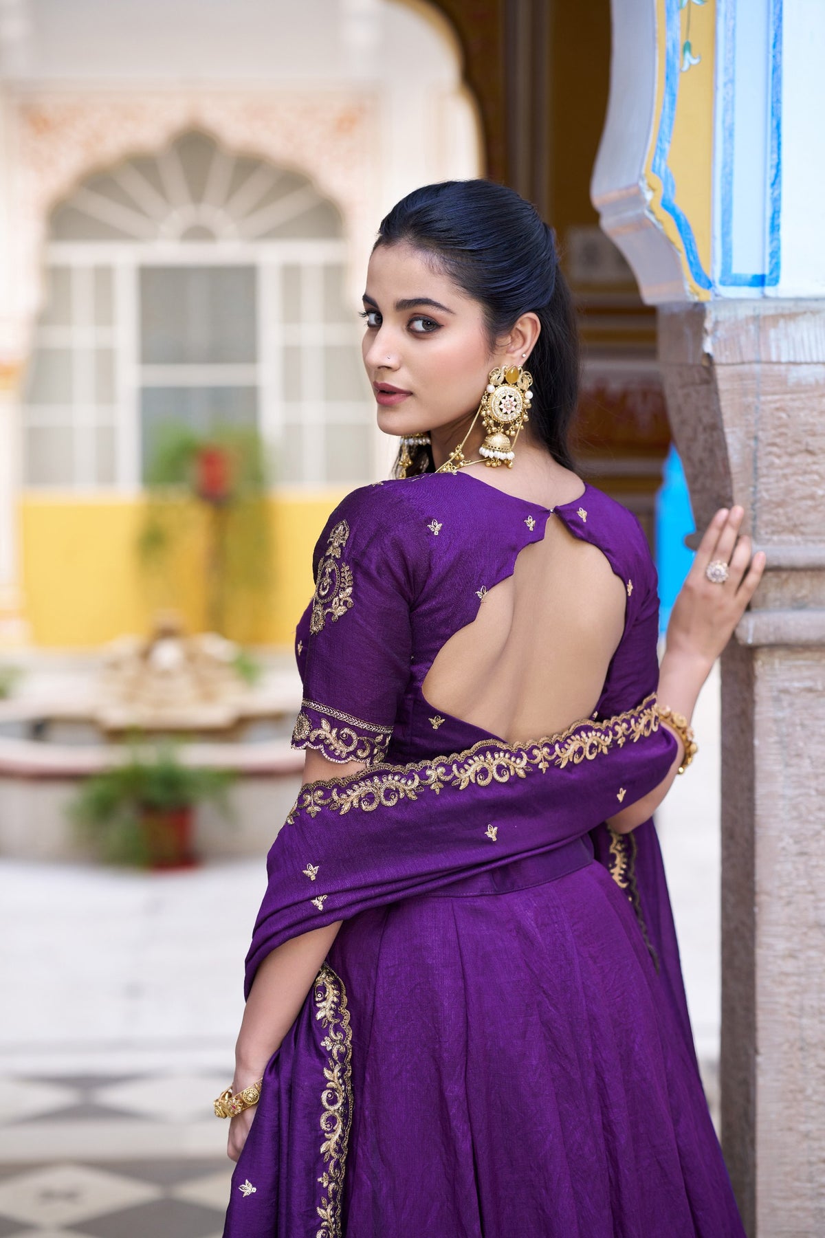 Purple NC Silk Lehenga Choli Set with Embroidered Blouse Fabric