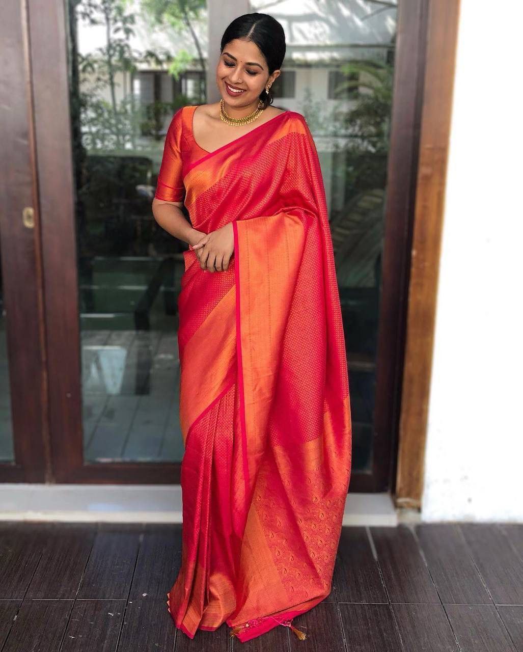 Wonderful Soft Kanjivaram Silk Saree With Precious Blouse Piece