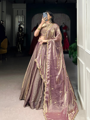 Rose Gold Embroidered Fendi Lehenga Choli Set