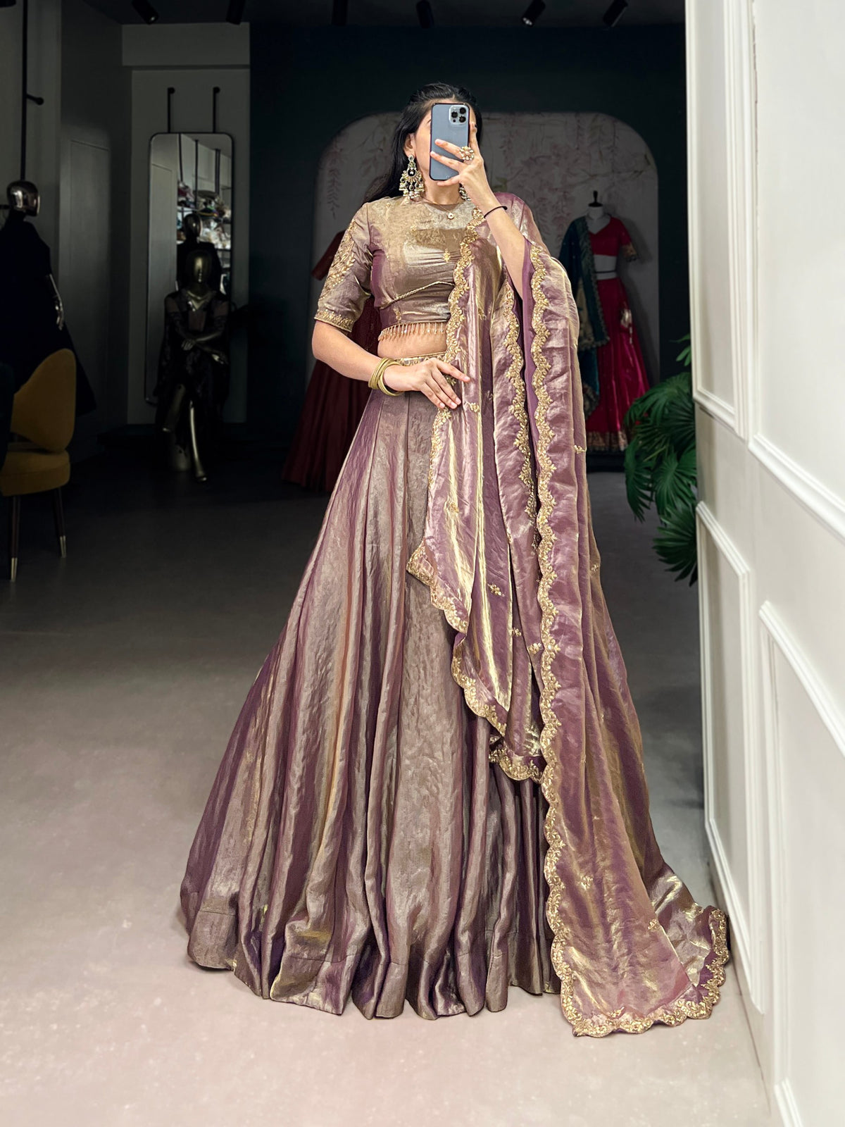 Rose Gold Embroidered Fendi Lehenga Choli Set