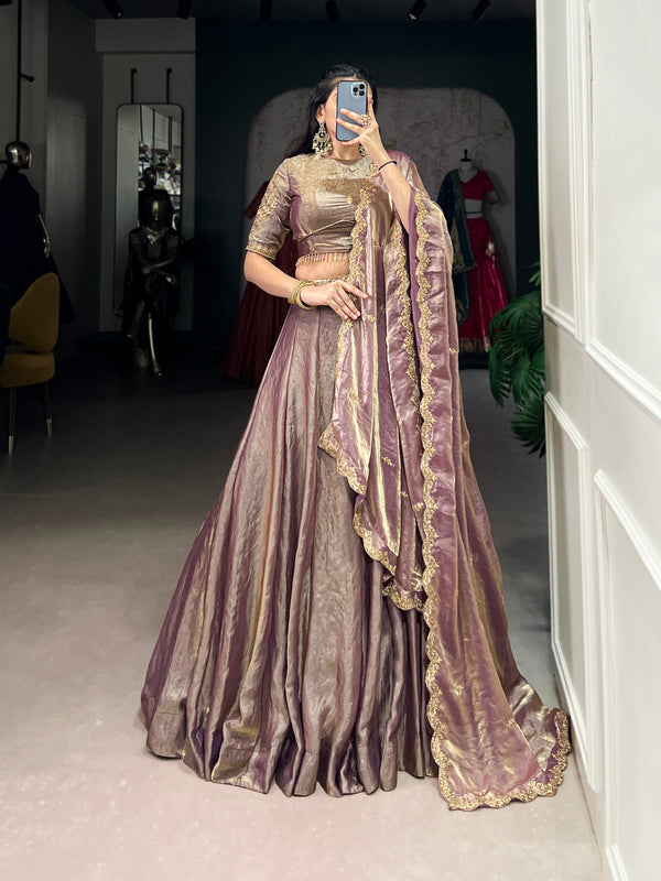 Rose Gold Embroidered Fendi Lehenga Choli Set