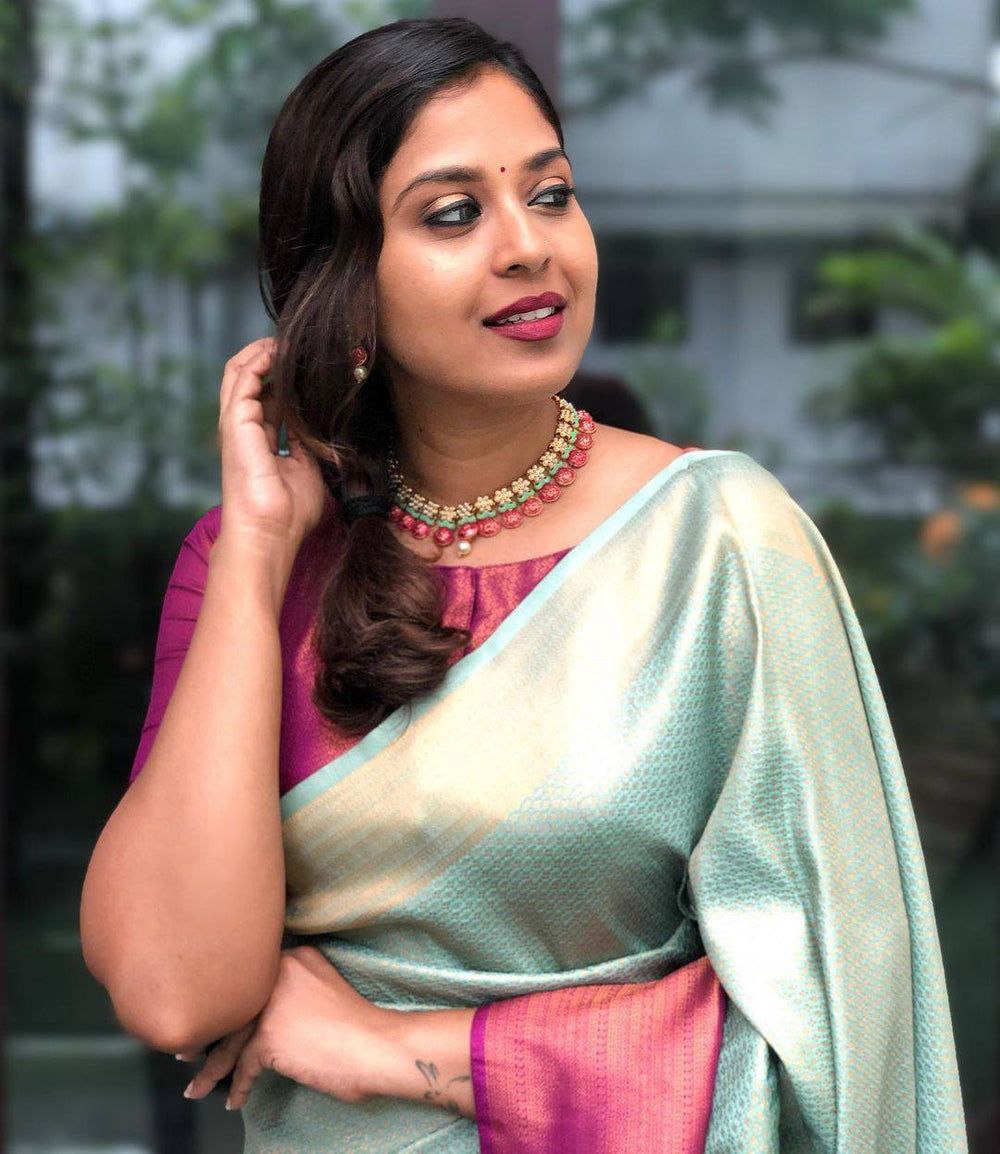 Exquisite Banarasi Silk Saree with Jacquard Weaving & Unstitched Blouse