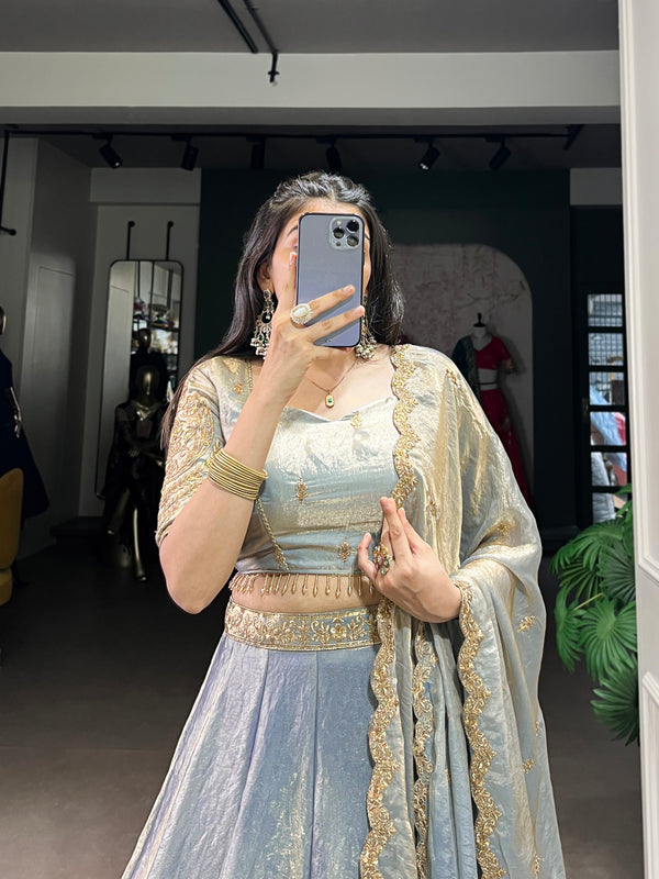 Silver Embroidered Fendi Lehenga Choli Set
