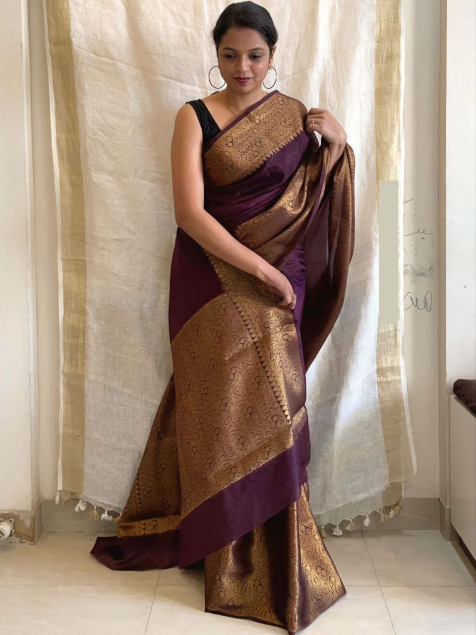 Stylish Soft Lichi Silk Jacquard All Over Saree