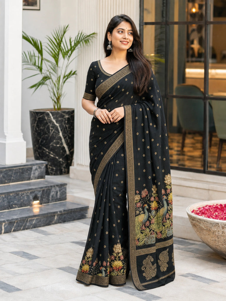 black bubble georgette saree