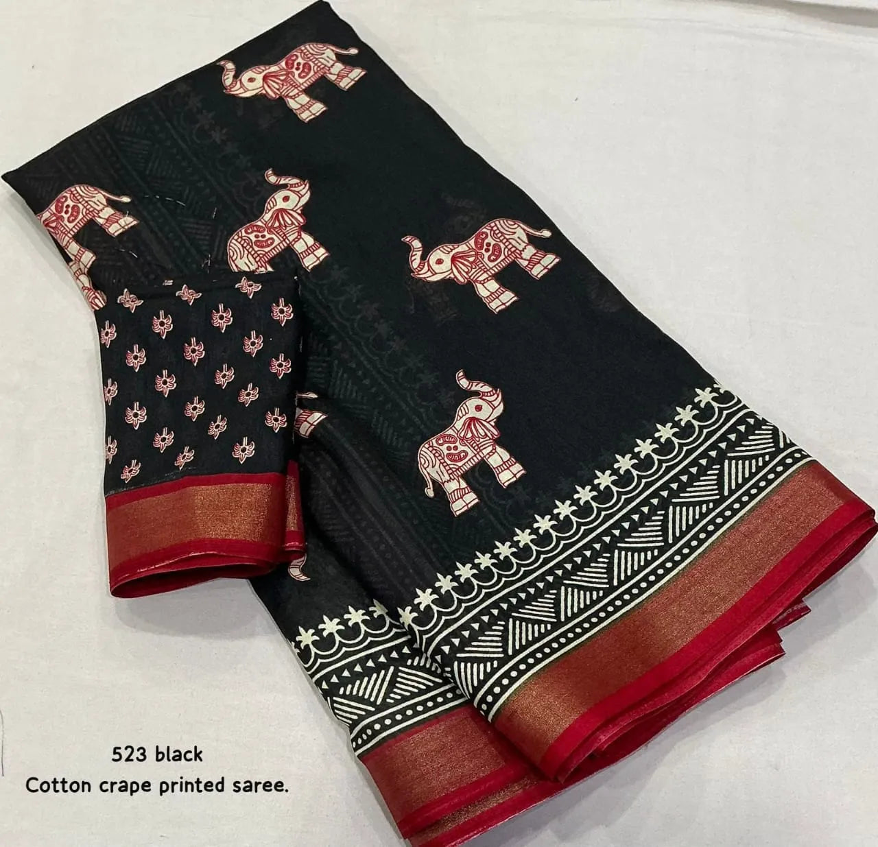 black elephant saree