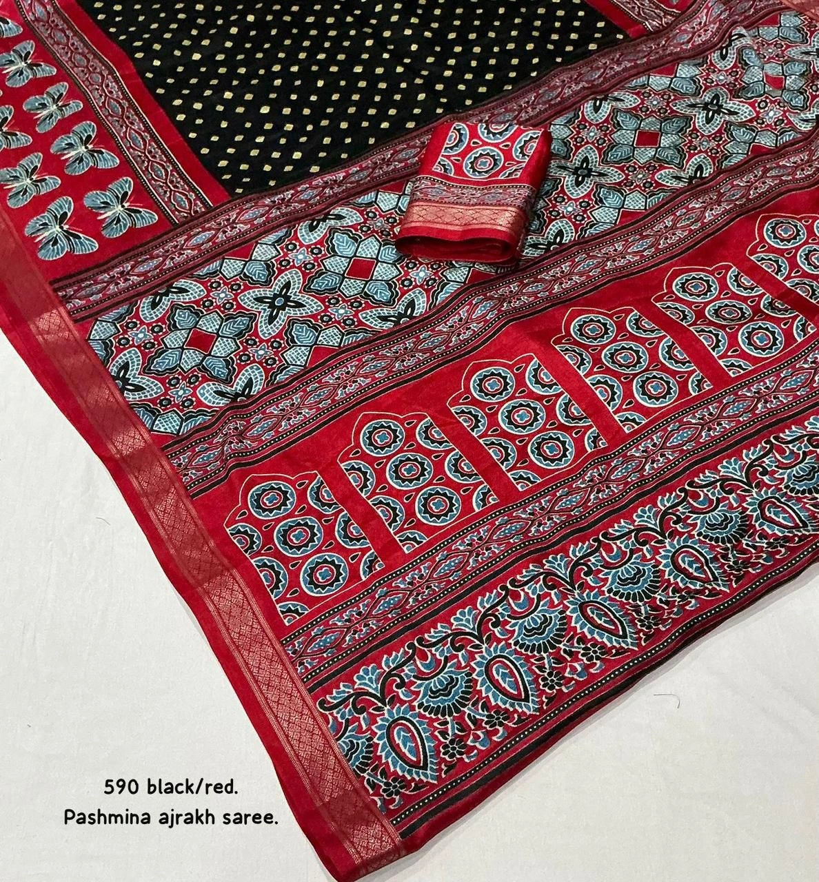 black floral pallu saree