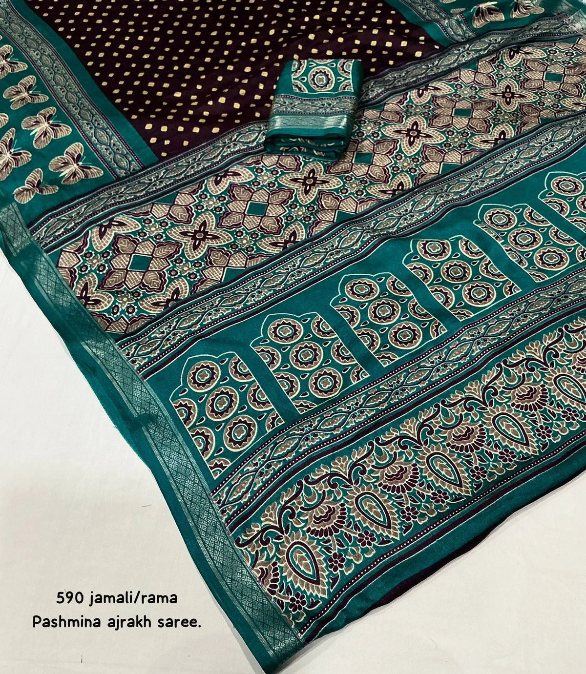 black pashmina ajrakh