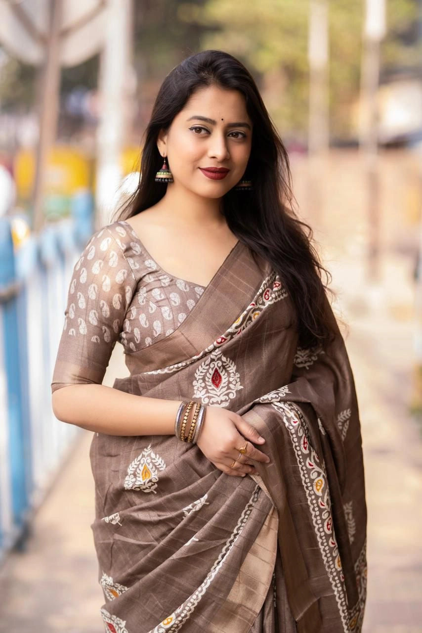 brown ethnic silkwear