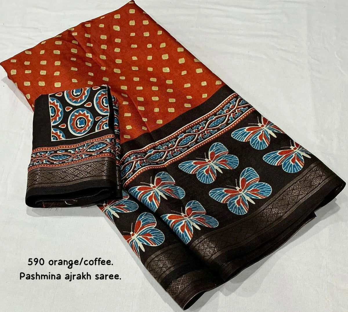 coffee pallu rust saree