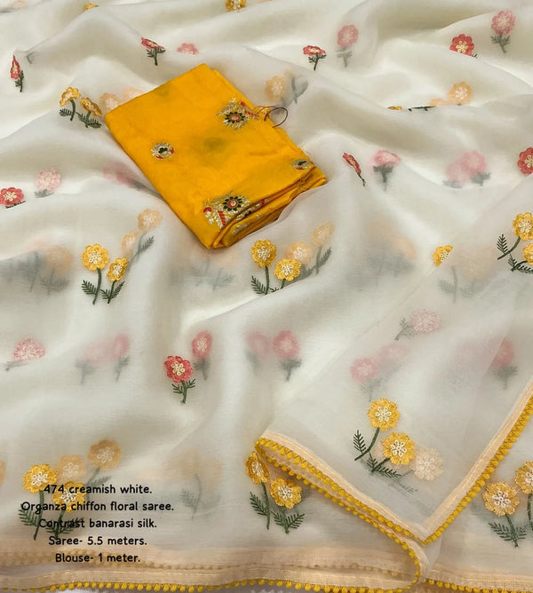 creamish saree collection
