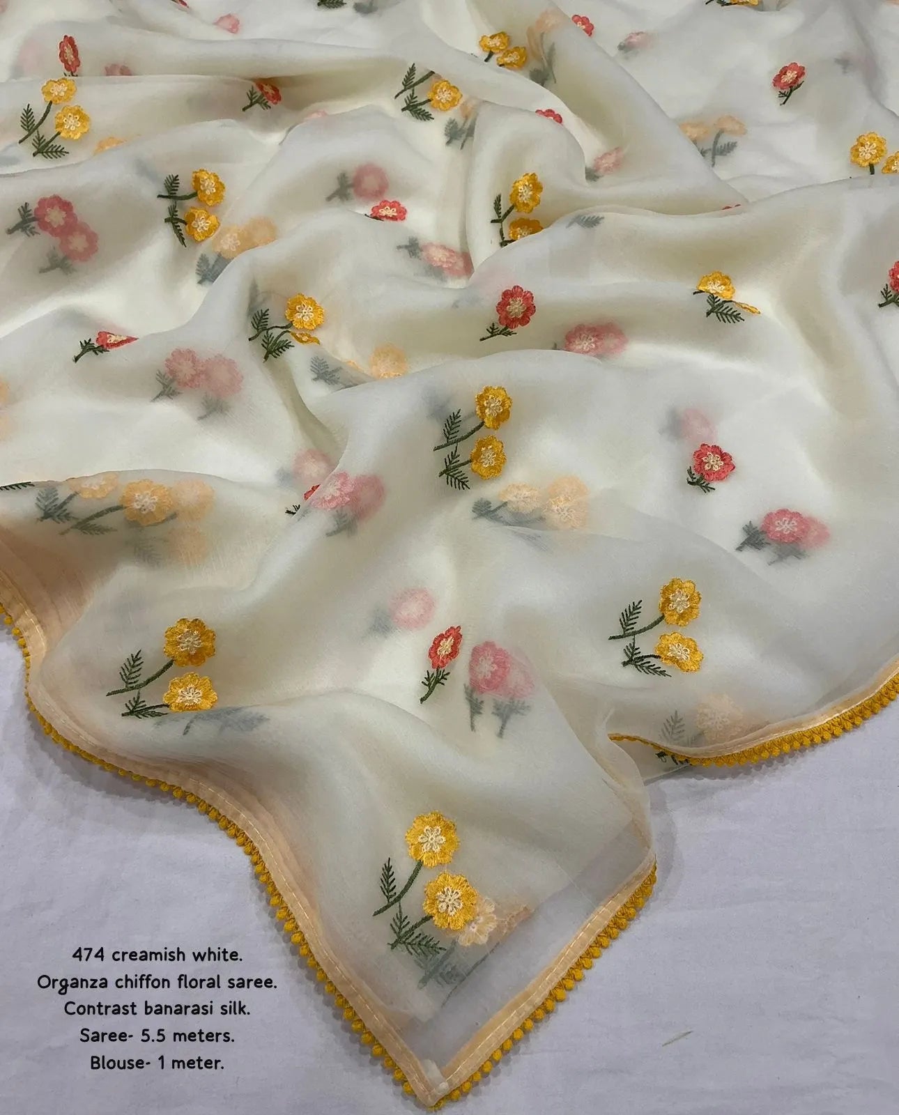 creamish white saree online