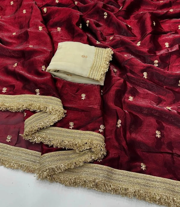 festive maroon saree