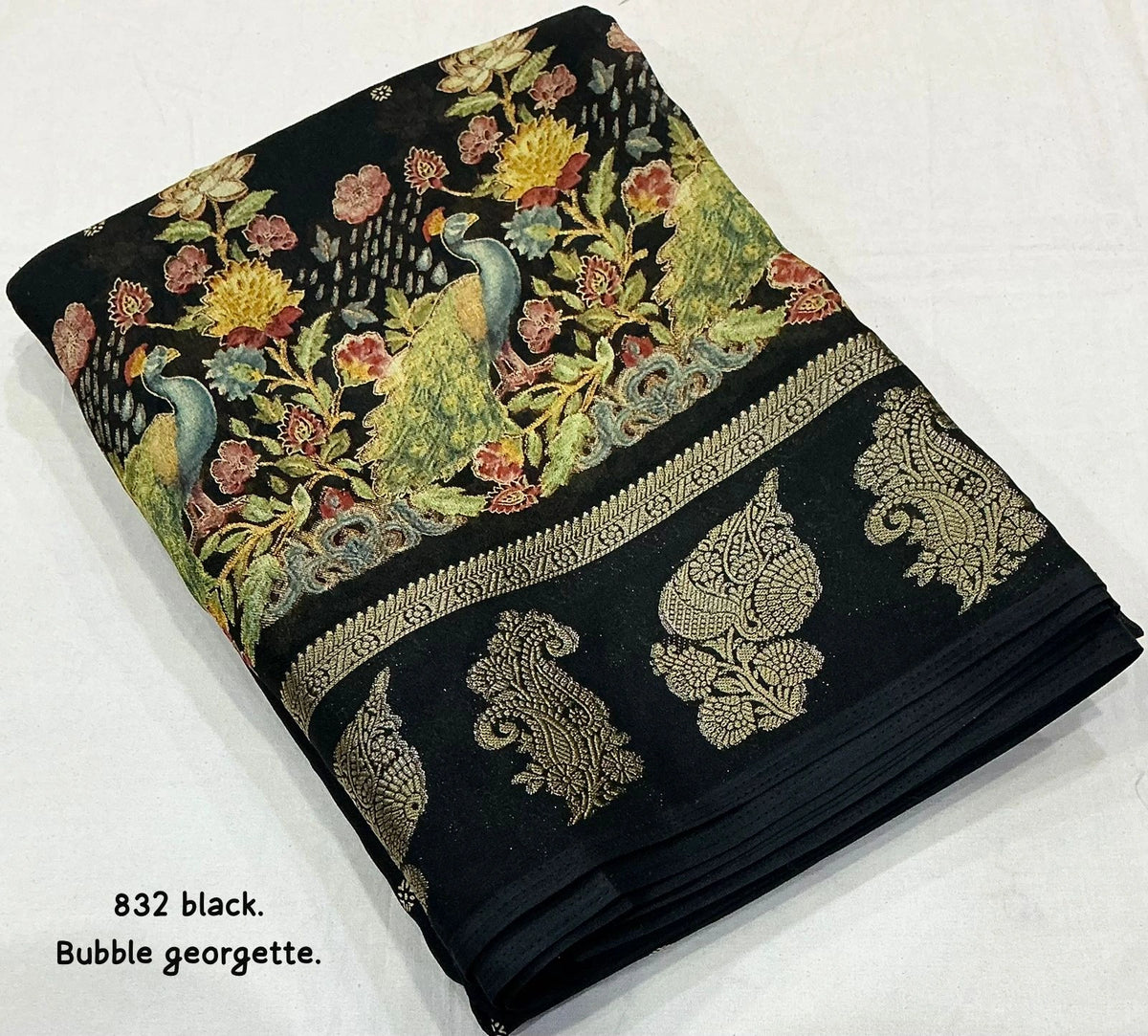 floral peacock saree