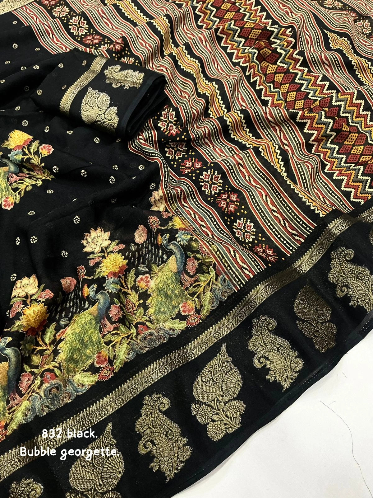 gold border black saree