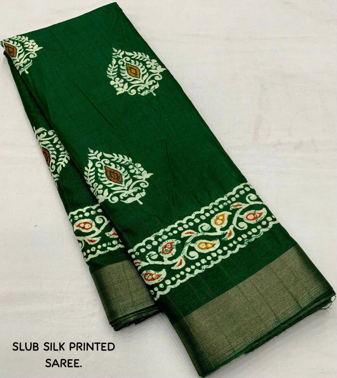 green soft silk sari