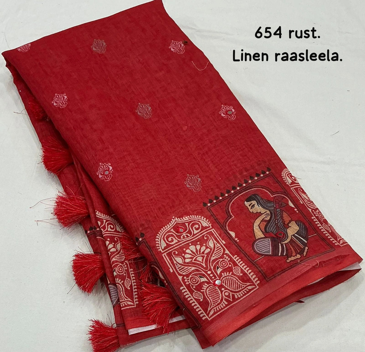 kalamkari pallu rust saree