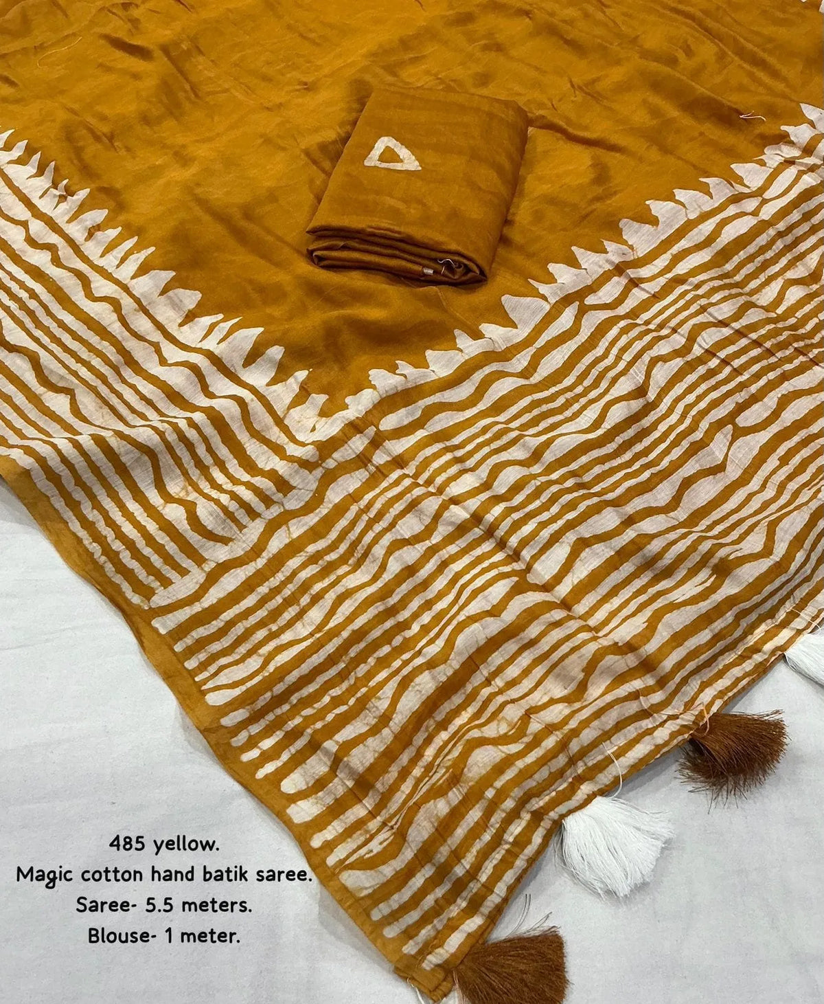 mustard batik border sari