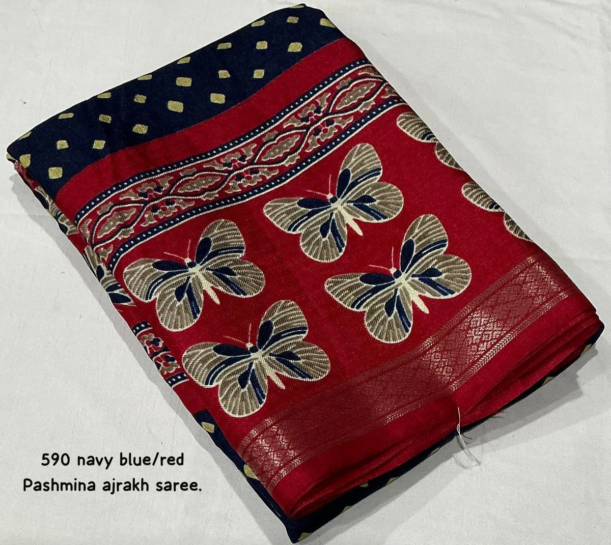 navy red fancy saree