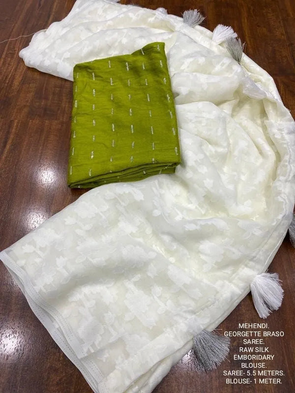 olive blouse saree