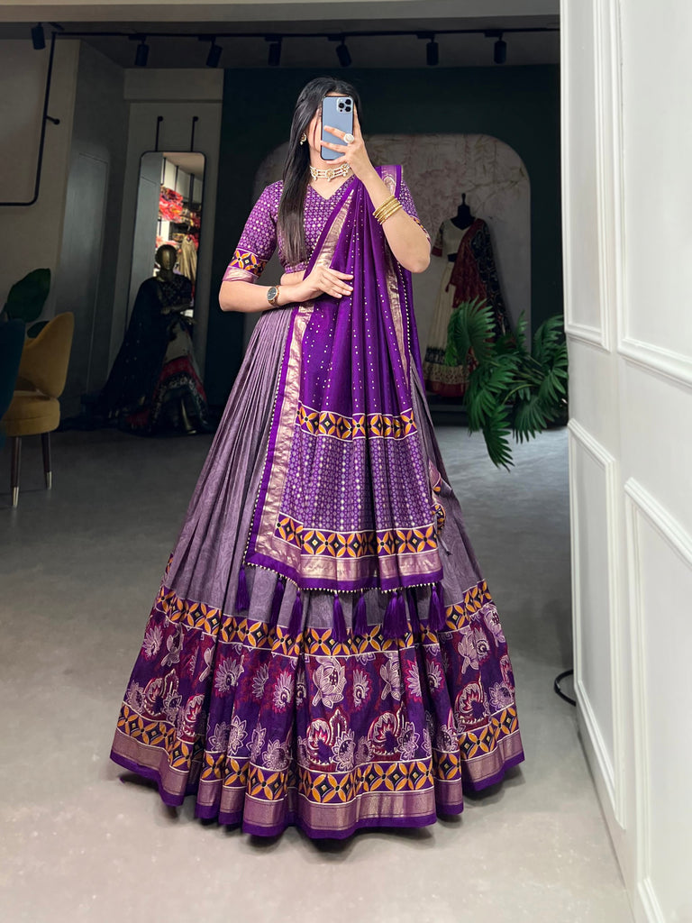 Tussar Silk Printed Lehenga Choli