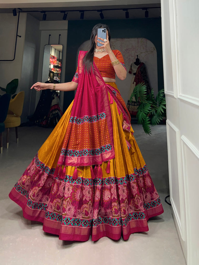 Tussar Silk Printed Lehenga Choli
