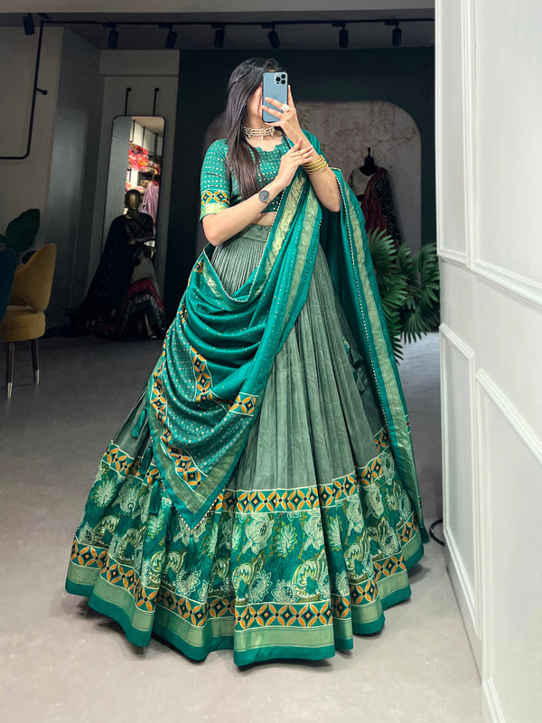 Tussar Silk Printed Lehenga Choli