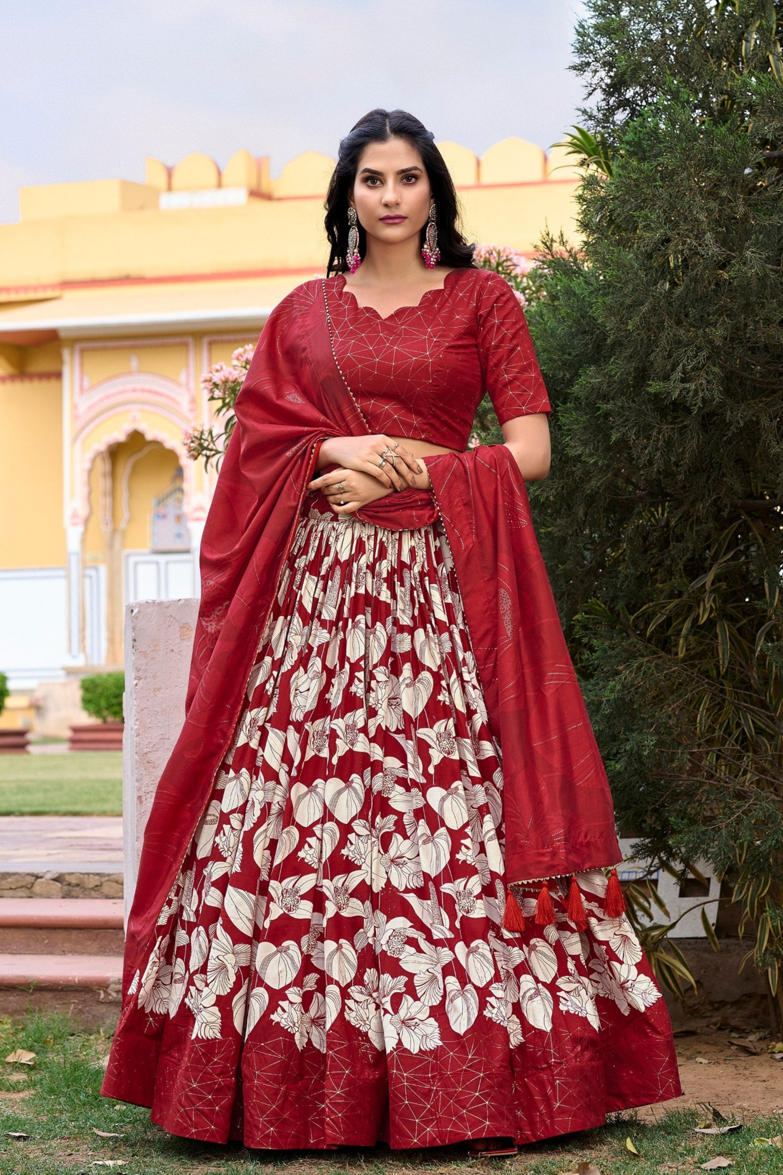 Transform Your Ethnic Look with Tussar Silk Printed Lehenga Choli