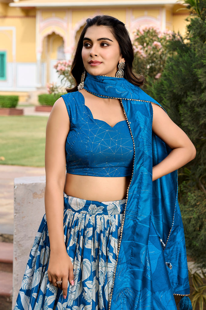 Transform Your Ethnic Look with Tussar Silk Printed Lehenga Choli