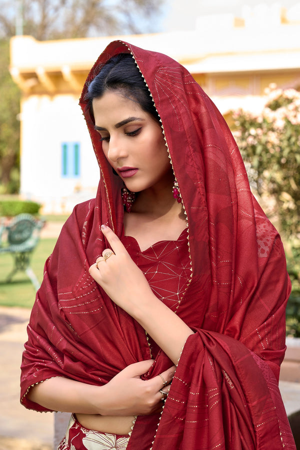Transform Your Ethnic Look with Tussar Silk Printed Lehenga Choli
