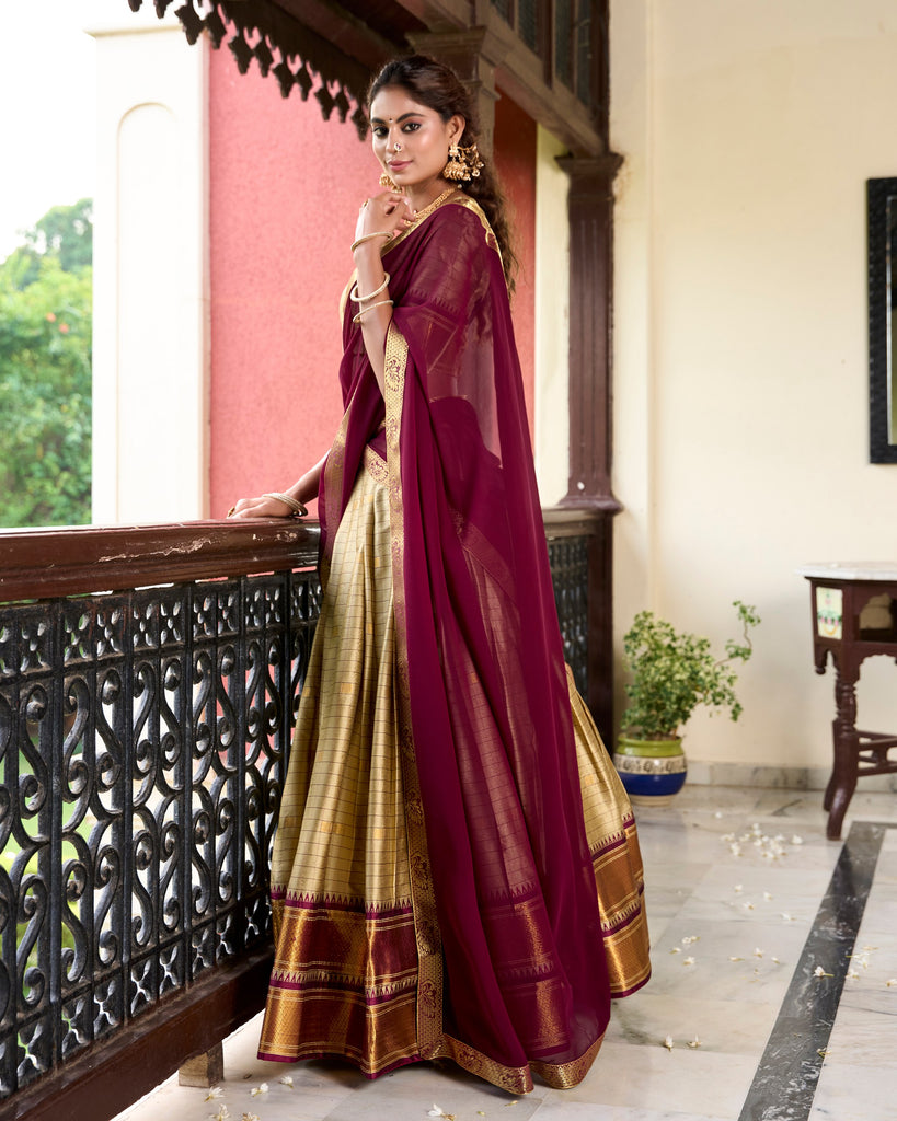 Graceful Cotton Silk Weaving Paithani Concept Lehenga Choli