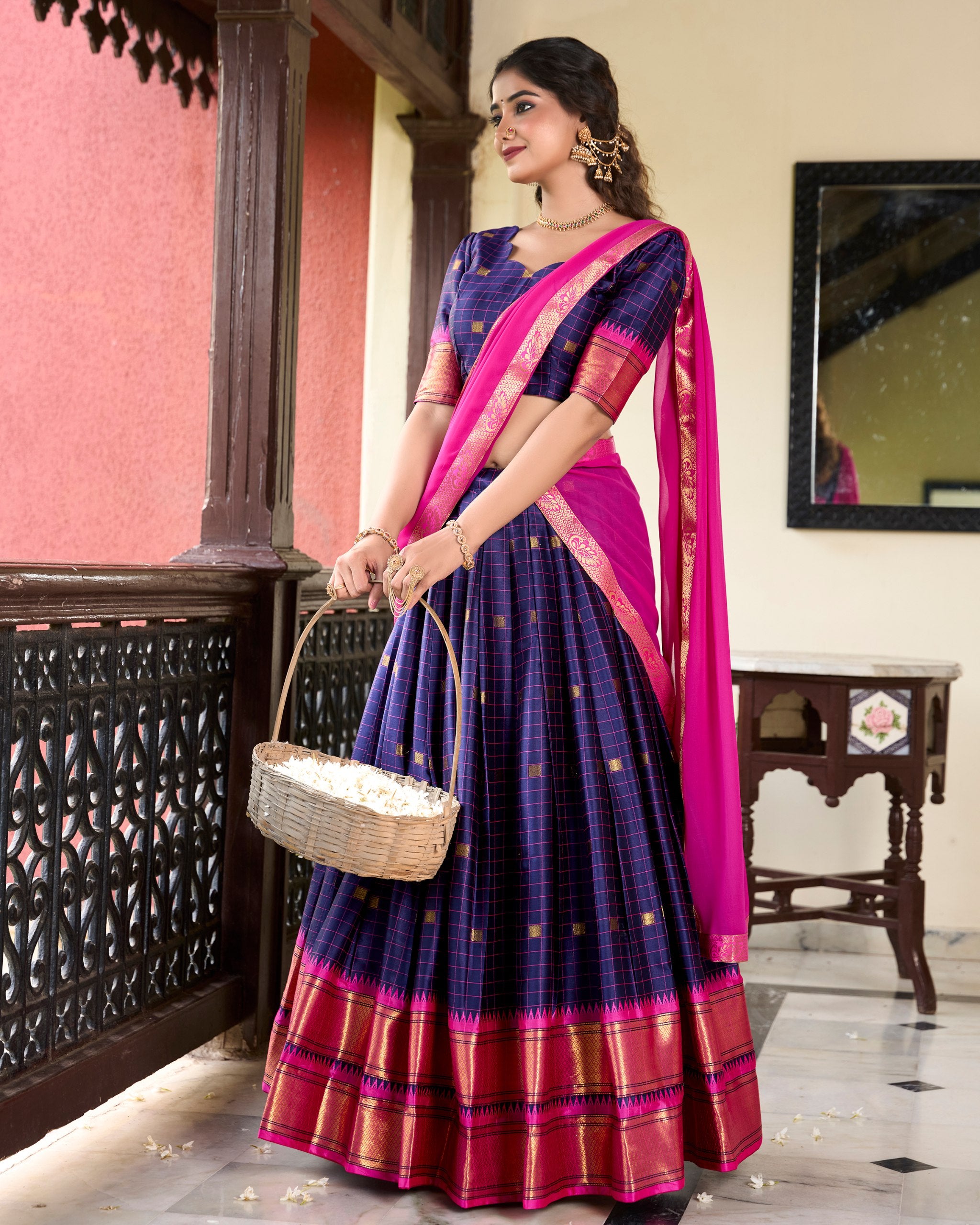 Graceful Cotton Silk Weaving Paithani Concept Lehenga Choli