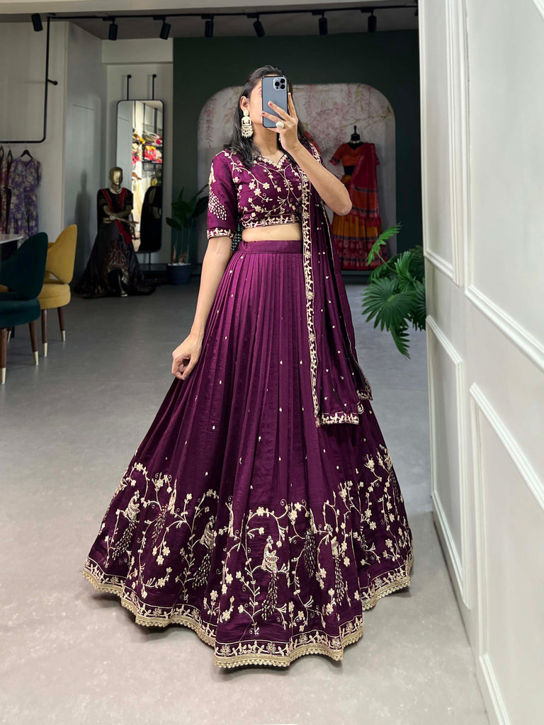 Sequins and Thread Embroidery Work Lehenga Choli
