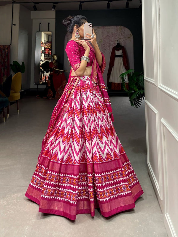 Tussar Silk Lehenga Set – Foil Work & Dupatta
