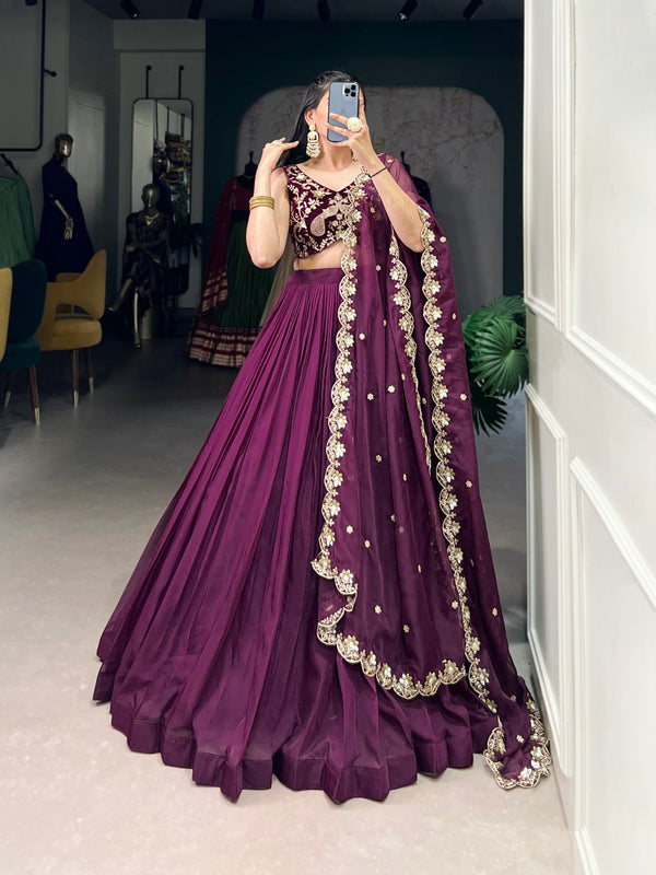 WINE LEHENGA-CHOLI SET