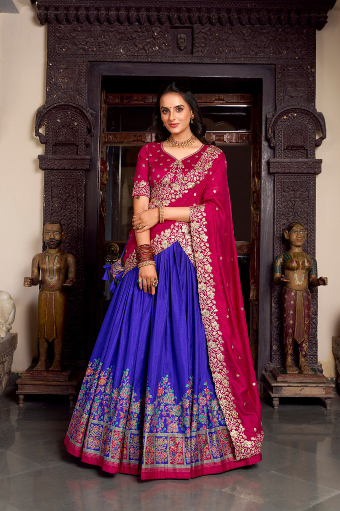Tussar Silk Printed With Foil Work Lehenga Choli