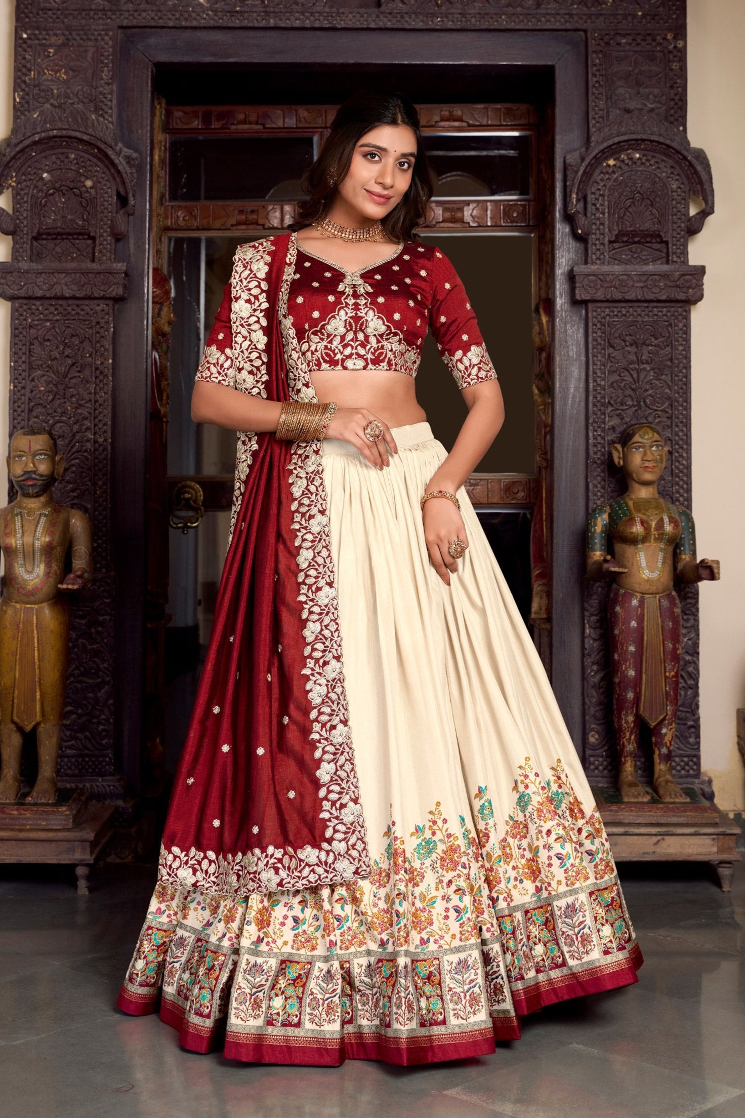 Tussar Silk Printed With Foil Work Lehenga Choli