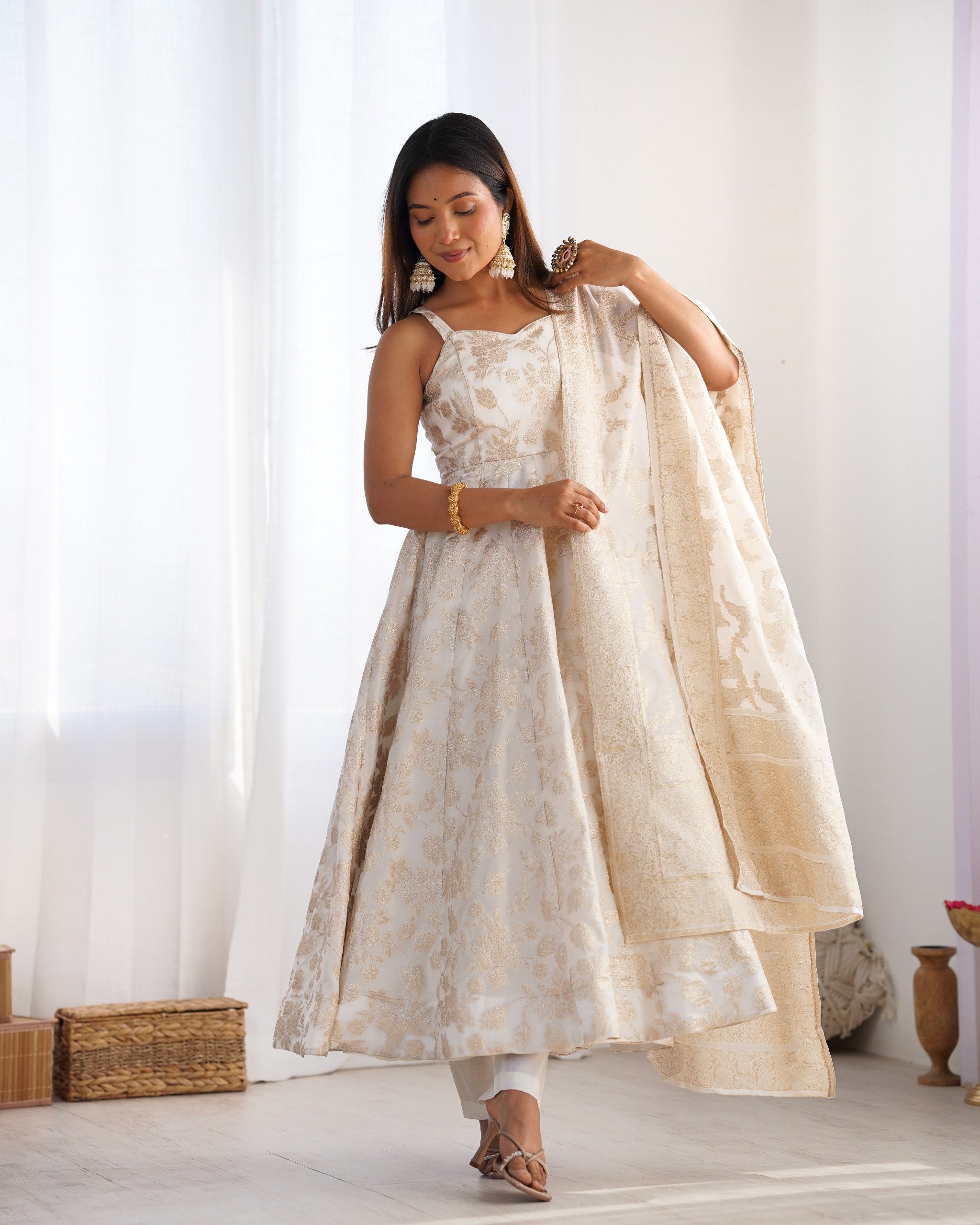 Banarasi Jacquard Dola Silk Anarkali Set