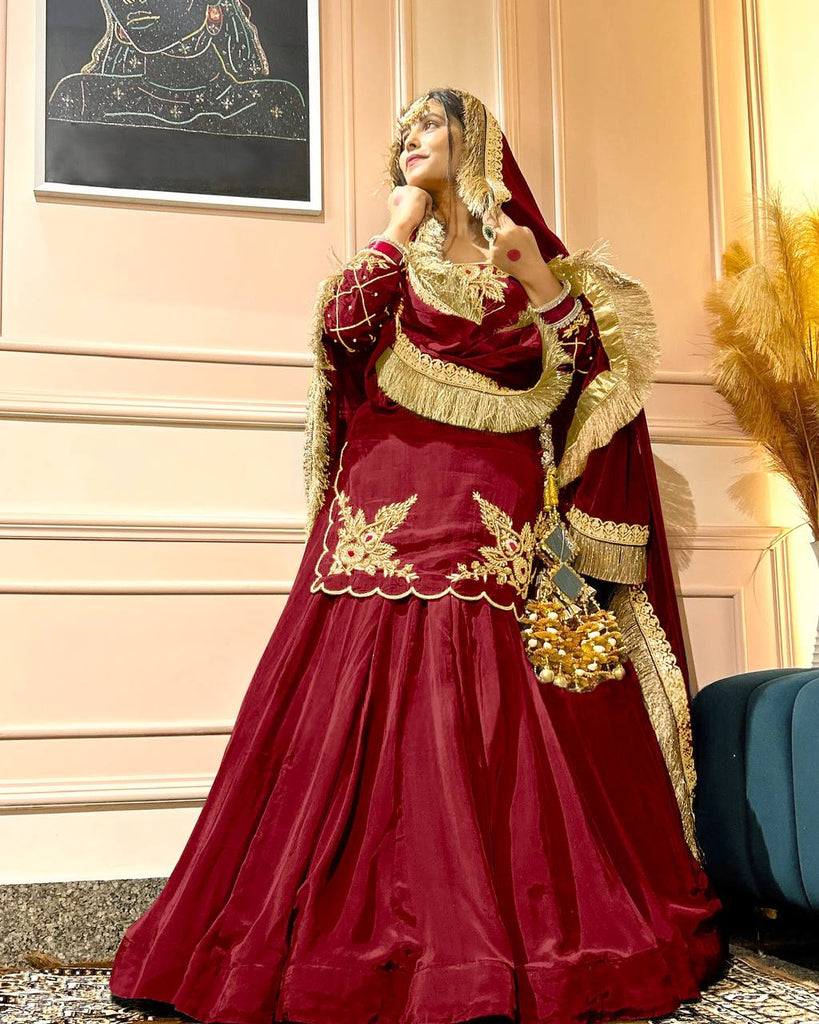 Natural Crepe Silk Embroidered Lehenga Set with Dupatta