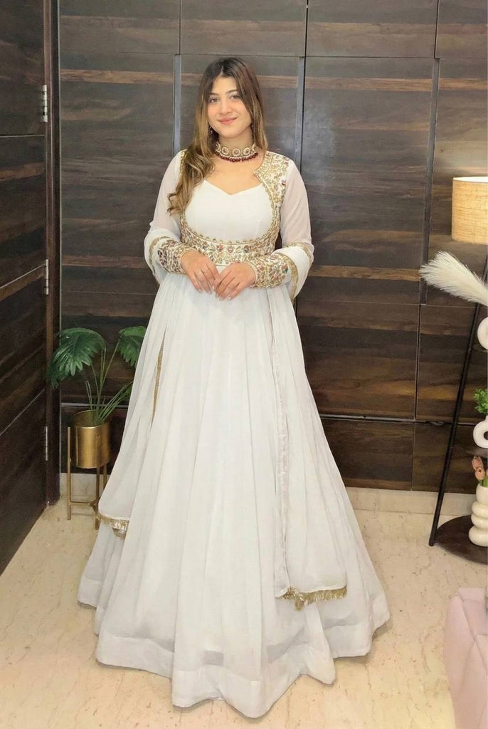 Designer Faux Georgette Maxi Anarkali Suit with Koti