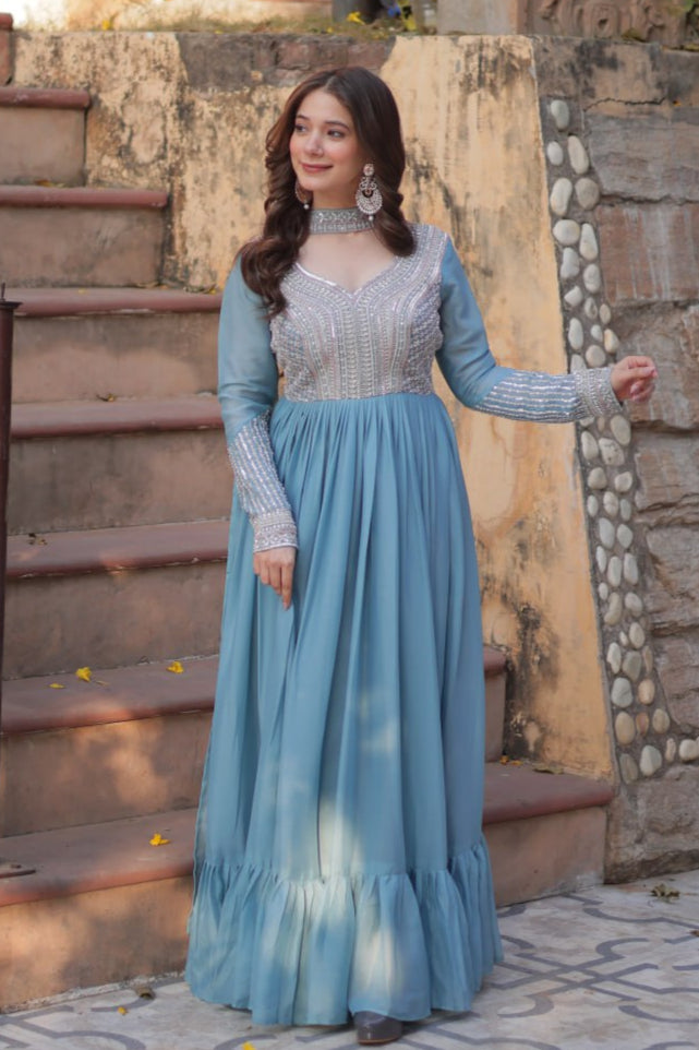 full sleeve dress for women Full Sleeve Designer Gown For Reception – Skyparrow