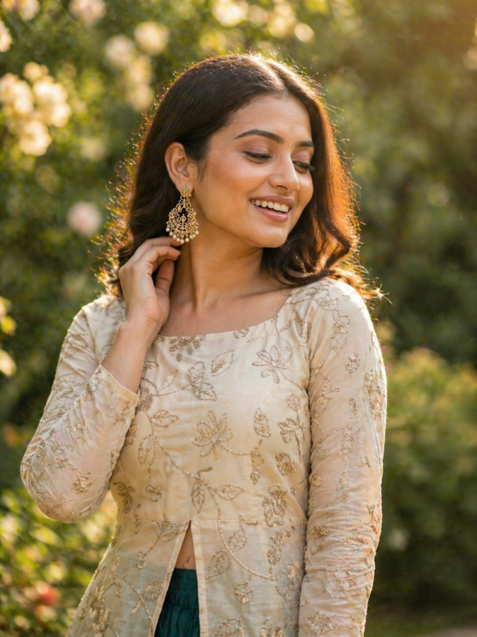 Battle Green Elephant Border Fendy Silk Lehenga Set with Stitched Blouse
