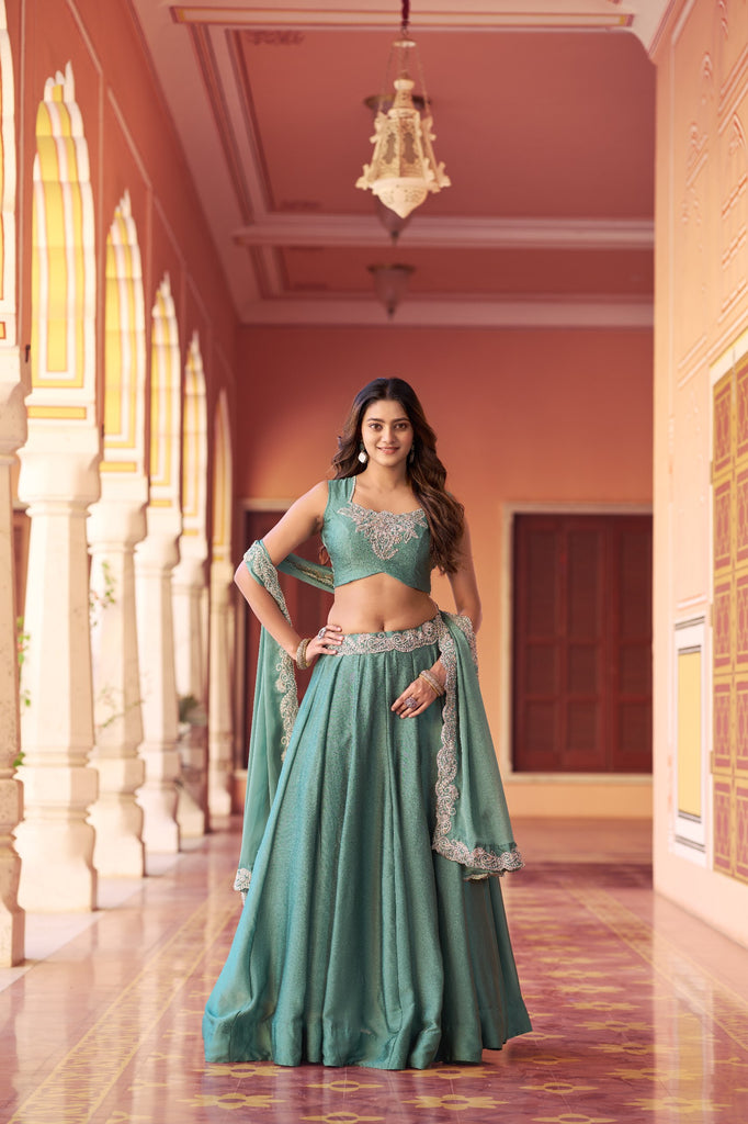Sea Green Rangoli Silk Lehenga Choli Set