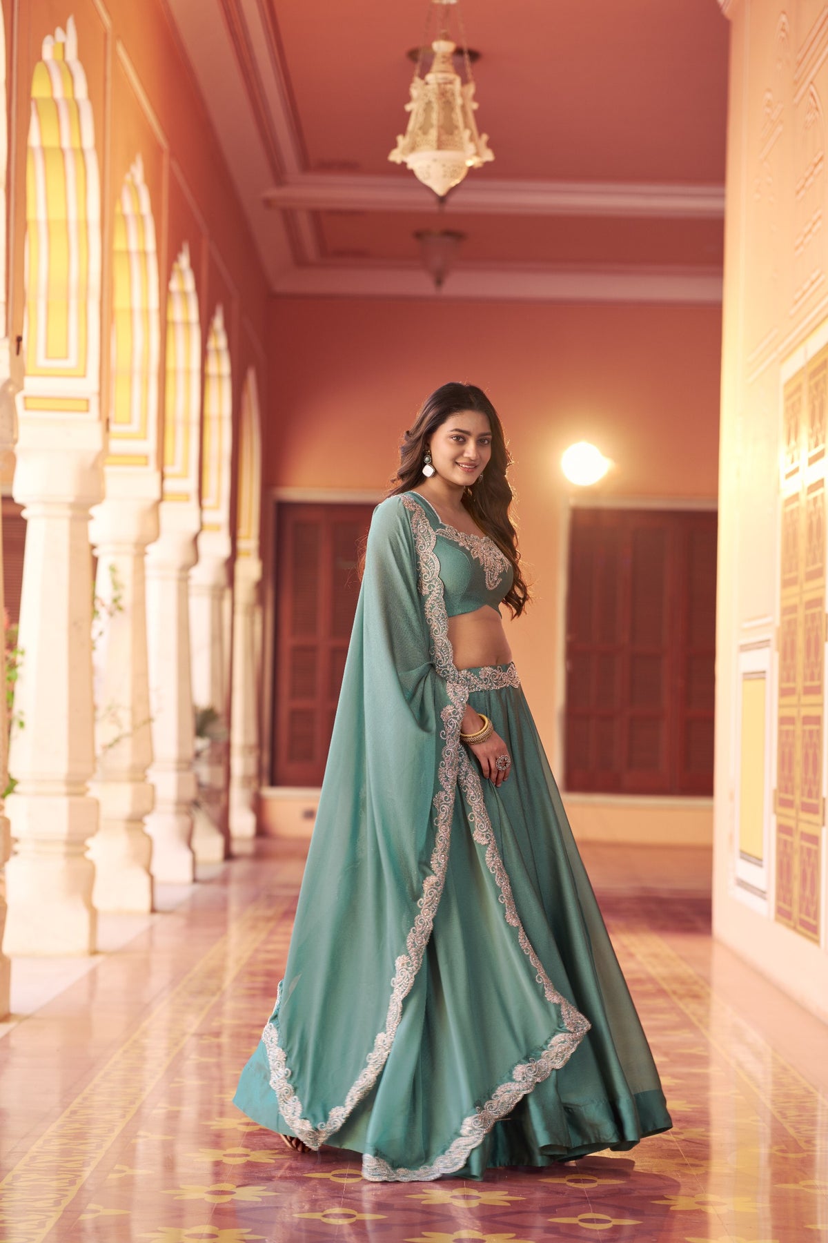 Sea Green Rangoli Silk Lehenga Choli Set