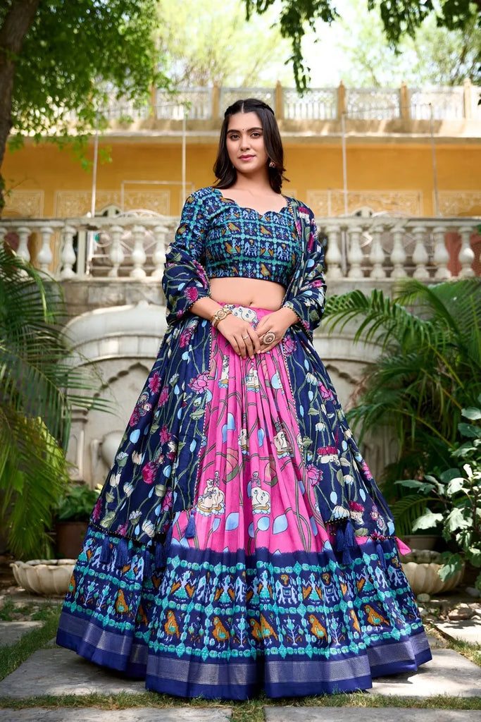 Pichwai Patola Fusion Tussar Silk Lehenga Choli