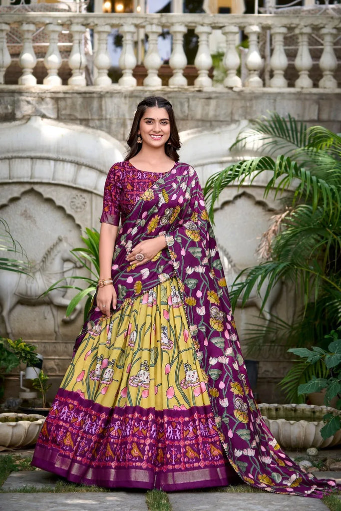 Pichwai Patola Fusion Tussar Silk Lehenga Choli