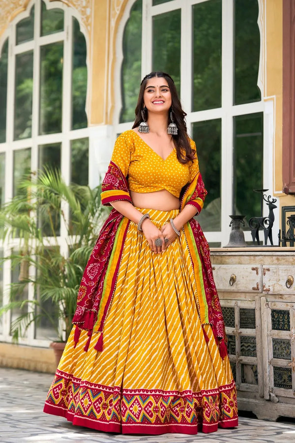 Stunning Patola Leheriyu Print Lehenga Choli