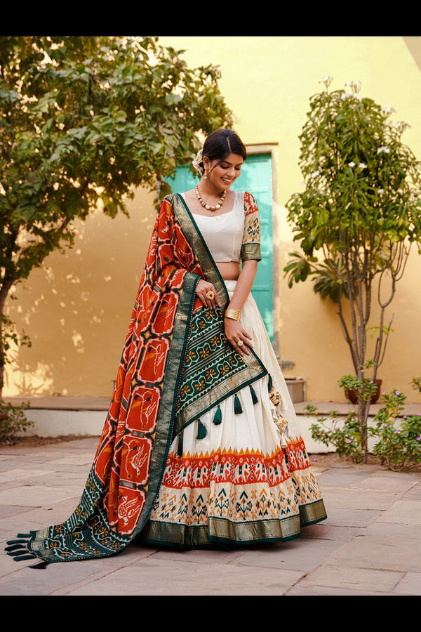 Exquisite Printed Silk Lehenga Choli A Blend of Tradition & Modern Elegance