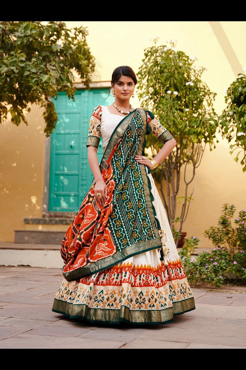 Exquisite Printed Silk Lehenga Choli A Blend of Tradition & Modern Elegance