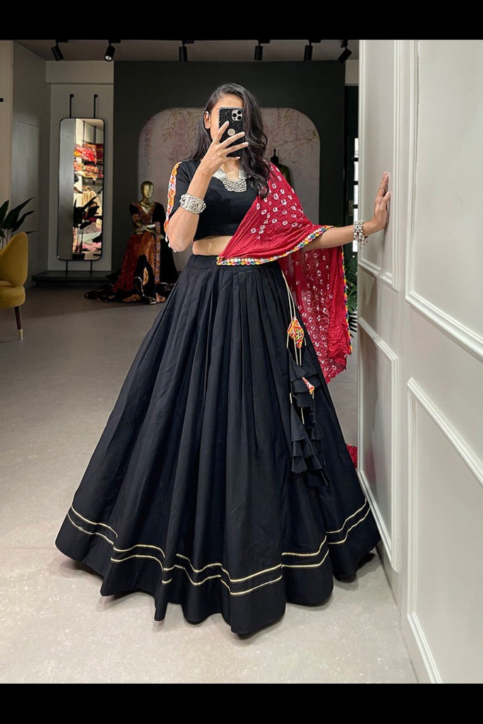 Classic Cotton Lehenga Choli with Gamthi Work Blouse – Perfect for Navratri